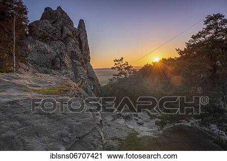 Sunrise at the Hamburger Wappen, a section of the Teufelsmauer in the Harz mountains, Timmenrode, Saxony-Anhalt, Germany, Europe View Large Photo Image Stock Image - Sunrise at the Hamburger Wappen, a section of the Teufelsmauer in the Harz mountains, Timmenrode, Saxony-Anhalt, Germany, Europe. Fotosearch