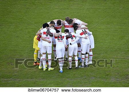 Teambuilding, VfB Stuttgart players form circle in front of kick-off, Mercedes-Benz Arena, Stuttgart, Baden-Württemberg, Germany, Europe View Large Photo Image Stock Photo - Teambuilding, VfB Stuttgart players form circle in front of kick-off, Mercedes-Benz Arena, Stuttgart, Baden-Württemberg, Germany, Europe. Fotosearch