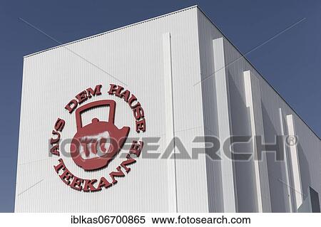 Teapot factory Düsseldorf with logo, tea bag producer, North Rhine-Westphalia, Germany, Europe View Large Photo Image Stock Photography - Teapot factory Düsseldorf with logo, tea bag producer, North Rhine-Westphalia, Germany, Europe. Fotosearch