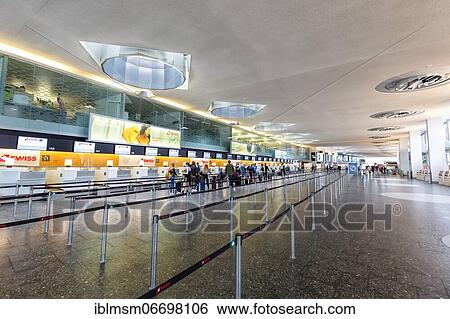 Stock Photograph - Terminal Check-in 1 Swiss Air Lines at Zurich Airport, Switzerland, Europe. Fotosearch