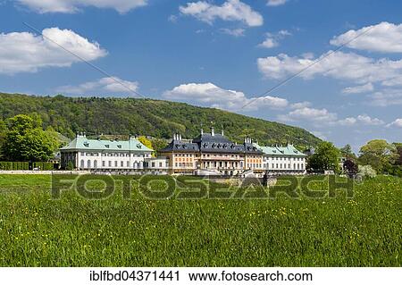 Stock Image - The castle Pillnitz at the river Elbe, Dresden, Saxony, Germany, Europe. Fotosearch
