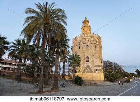 Torre del Oro, blue hour, Seville, Andalusia, Spain, Europe View Large Photo Image Stock Photo - Torre del Oro, blue hour, Seville, Andalusia, Spain, Europe. Fotosearch