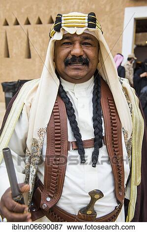 Stock Photo - Traditional dressed man, Al Janadriyah Festival, Riadh, Saudi Arabia, Asia. Fotosearch