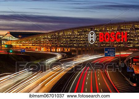 Traffic Motorway A8 Messe Stuttgart Bosch Parking Garage, Germany, Europe View Large Photo Image Stock Photo - Traffic Motorway A8 Messe Stuttgart Bosch Parking Garage, Germany, Europe. Fotosearch