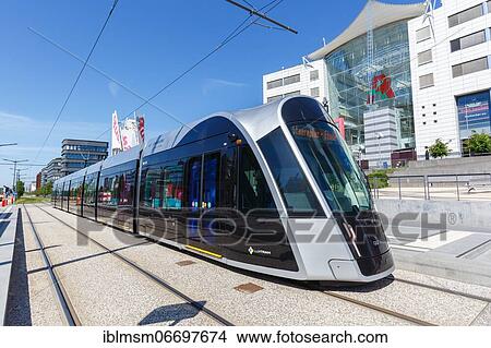 Tram Luxtram tramway tramway public transport stop Alphonse Weicker in Luxembourg View Large Photo Image Picture - Tram Luxtram tramway tramway public transport stop Alphonse Weicker in Luxembourg. Fotosearch