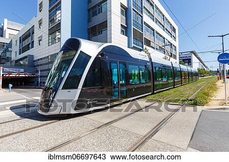 Stock Image - Tramway Luxtram tramway tramway public transport in Luxembourg. Fotosearch