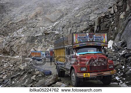 Truck, ascent to Kardung-La pass, Ladakh, Jammu and Kashmir, India, Asia View Large Photo Image Stock Image - Truck, ascent to Kardung-La pass, Ladakh, Jammu and Kashmir, India, Asia. Fotosearch