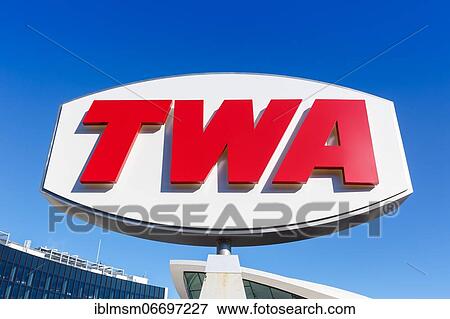 TWA logo at the hotel terminal at New York John F Kennedy (JFK) Airport, USA, North America View Large Photo Image Stock Photo - TWA logo at the hotel terminal at New York John F Kennedy (JFK) Airport, USA, North America. Fotosearch