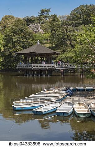 Stock Photograph - Ukimido Gazebo Pavilion on Sagiike Pond, Nara Park, Japan, Asia. Fotosearch