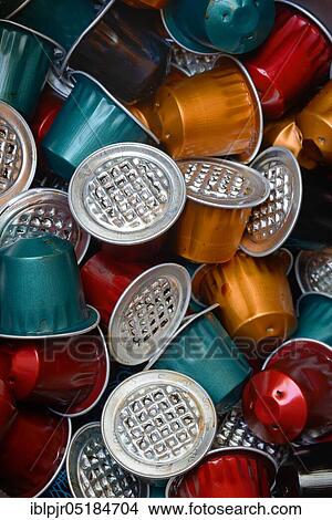 Used coffee capsules, coffee capsule, capsule, aluminium waste, garbage, capsule coffee, resource consumption, household waste View Large Photo Image Picture - Used coffee capsules, coffee capsule, capsule, aluminium waste, garbage, capsule coffee, resource consumption, household waste. Fotosearch