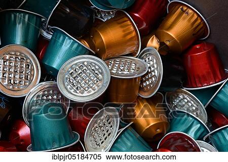 Used coffee capsules, coffee capsule, capsule, aluminium waste, garbage, capsule coffee, resource consumption, household waste View Large Photo Image Stock Photography - Used coffee capsules, coffee capsule, capsule, aluminium waste, garbage, capsule coffee, resource consumption, household waste. Fotosearch