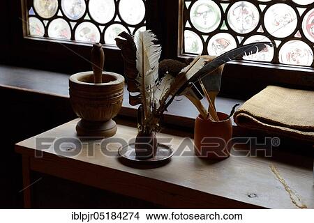 Picture - Utensils, Albrecht Dürer House, printer's workshop, studio of Albrecht Dürer, Albrecht Dürer House, Nuremberg, Franconia, Bavaria, Germany, Europe. Fotosearch