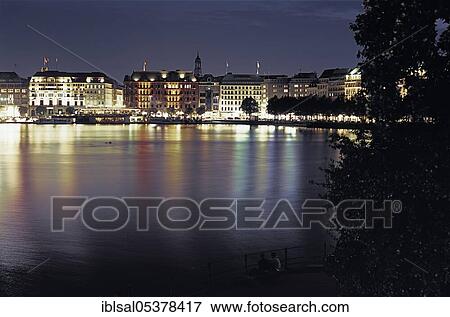 View across Inner Alster towards Jungfernstieg promenade, Hamburg, Germany, Europe View Large Photo Image Stock Photo - View across Inner Alster towards Jungfernstieg promenade, Hamburg, Germany, Europe. Fotosearch