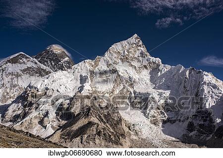 View from Kala Patthar to Mount Everest, 8848 m, Chomolungma, Sagarmatha, and Nuptse west flank, Sagarmatha National Park, Khumbu Himal, Himalaya, Nepal, Asia View Large Photo Image Stock Image - View from Kala Patthar to Mount Everest, 8848 m, Chomolungma, Sagarmatha, and Nuptse west flank, Sagarmatha National Park, Khumbu Himal, Himalaya, Nepal, Asia. Fotosearch