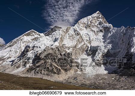 View from Kala Patthar to Mount Everest, 8848 m, Chomolungma, Sagarmatha, and Nuptse west flank, Sagarmatha National Park, Khumbu Himal, Himalaya, Nepal, Asia View Large Photo Image Stock Photo - View from Kala Patthar to Mount Everest, 8848 m, Chomolungma, Sagarmatha, and Nuptse west flank, Sagarmatha National Park, Khumbu Himal, Himalaya, Nepal, Asia. Fotosearch