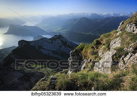 Stock Photo - View from Pilatus to Lake Lucerne, Central Switzerland, Switzerland, Europe. Fotosearch