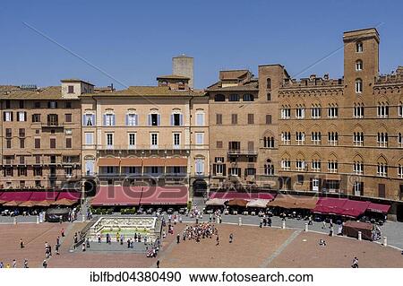 View of Piazza del Campo and surrounding buildings from Palazzo Pubblico, Siena, Tuscany, Italy, Europe View Large Photo Image Stock Image - View of Piazza del Campo and surrounding buildings from Palazzo Pubblico, Siena, Tuscany, Italy, Europe. Fotosearch