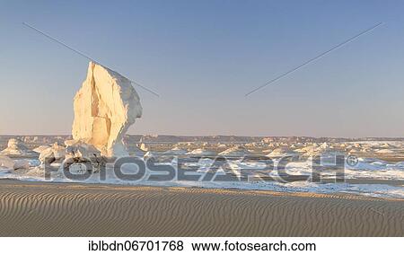 Stock Photo - View over the white desert at dusk, Western Libyan desert, Egypt, Africa. Fotosearch