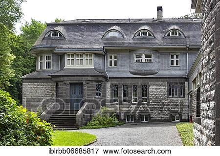 Villa Hohenhof, Architect Henry van de Velde, Art Nouveau, Museum Hagener Impuls, Artists' Colony Hohenhof, Hagen, Westphalia, Ruhr Area, North Rhine-Westphalia, Germany, Europe View Large Photo Image Stock Photo - Villa Hohenhof, Architect Henry van de Velde, Art Nouveau, Museum Hagener Impuls, Artists' Colony Hohenhof, Hagen, Westphalia, Ruhr Area, North Rhine-Westphalia, Germany, Europe. Fotosearch