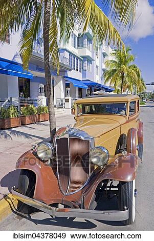 Vintage car, Art Deco buildings, Ocean Drive, Art Déco District, South Beach, Miami, Florida, USA, North America View Large Photo Image Stock Photo - Vintage car, Art Deco buildings, Ocean Drive, Art Déco District, South Beach, Miami, Florida, USA, North America. Fotosearch