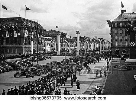 Stock Photography - Visit of Benito Mussolini, Unter den Linden, historical photo, September 1937, Berlin, Germany, Europe. Fotosearch
