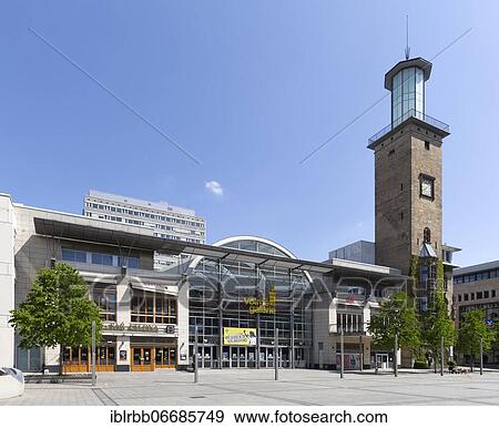 Volme-Galerie Shopping Centre, Town Hall Tower, Hagen, Westphalia, Ruhr Area, North Rhine-Westphalia, Germany, Europe View Large Photo Image Stock Photo - Volme-Galerie Shopping Centre, Town Hall Tower, Hagen, Westphalia, Ruhr Area, North Rhine-Westphalia, Germany, Europe. Fotosearch