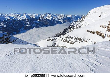 Stock Image - Walensee, Churfirsten, Hinterrugg, Glarus Alps, Switzerland, Europe. Fotosearch