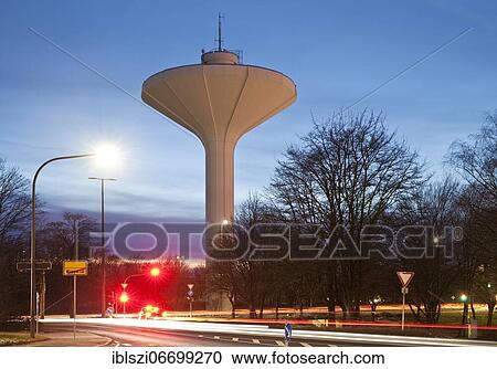 Water tower Lichtscheid in the evening, Wuppertal, Bergisches Land, North Rhine-Westphalia, Germany, Europe View Large Photo Image Stock Image - Water tower Lichtscheid in the evening, Wuppertal, Bergisches Land, North Rhine-Westphalia, Germany, Europe. Fotosearch