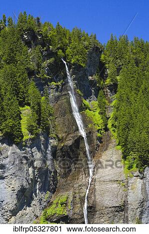 Stock Image - Waterfall, Rosenlauital, Bernese Oberland, Switzerland, Europe. Fotosearch