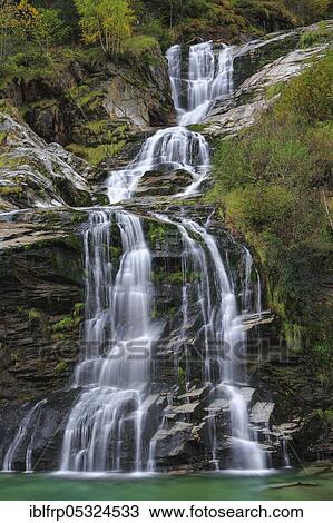 Stock Image - Waterfall, Ticino, Switzerland, Europe. Fotosearch