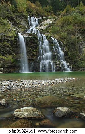 Stock Image - Waterfall, Ticino, Switzerland, Europe. Fotosearch