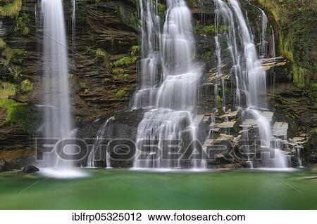 Stock Image - Waterfall, Ticino, Switzerland, Europe. Fotosearch