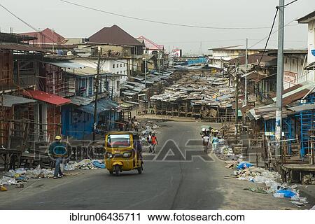 Stock Image - Waterfront market in the center of Monrovia, Liberia, Africa. Fotosearch
