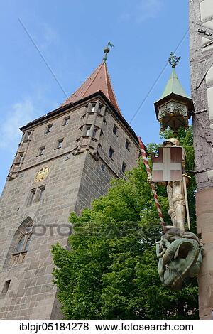 Stock Photo - Wehrturm, Tiergärtner Tor, Nuremberg, Franconia, Bavaria, Germany, Europe. Fotosearch