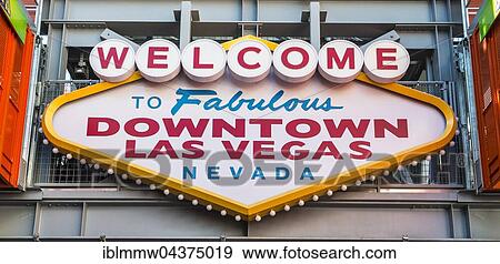 Stock Photo - Welcome sign, Welcome to Faboulus Downtown Las Vegas, Las Vegas, Nevada, USA, North America. Fotosearch