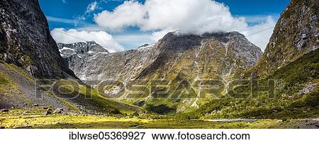 Stock Photo - West side of Homer Tunnel, Fiordland National Park, New Zealand, Oceania. Fotosearch