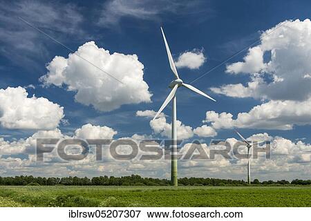 Stock Photo - Wind turbine, Friesoythe, Oldenburger Münsterland, Lower Saxony, Germany, Europe. Fotosearch