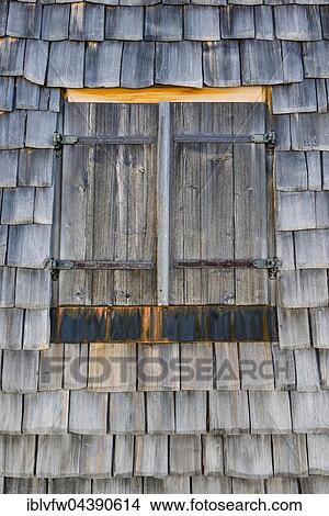 Window in log cabin, wooden shingles, Rohrmoos-Untertal, Schladming, Styria, Austria, Europe View Large Photo Image Picture - Window in log cabin, wooden shingles, Rohrmoos-Untertal, Schladming, Styria, Austria, Europe. Fotosearch