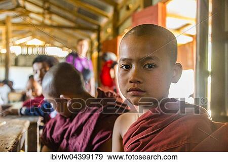 Young monk, pupil at school, Shan State, Myanmar, Asia View Large Photo Image Stock Photo - Young monk, pupil at school, Shan State, Myanmar, Asia. Fotosearch