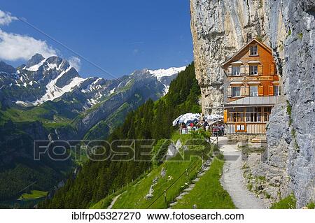 Stock Image - Äscher Wildkirchli, Appenzell Innerrhoden, Switzerland, Europe. Fotosearch