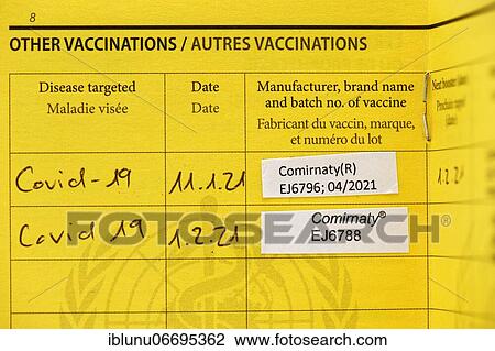 2 Covid vaccinations with vaccine Comirnaty registered in a vaccination card, COVID-19 mRNA vaccine, Bern, Switzerland, Europe View Large Photo Image Stock Image - 2 Covid vaccinations with vaccine Comirnaty registered in a vaccination card, COVID-19 mRNA vaccine, Bern, Switzerland, Europe. Fotosearch