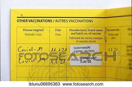 2 Covid vaccinations with vaccine Comirnaty registered in a vaccination card, COVID-19 mRNA vaccine, Bern, Switzerland, Europe View Large Photo Image Stock Image - 2 Covid vaccinations with vaccine Comirnaty registered in a vaccination card, COVID-19 mRNA vaccine, Bern, Switzerland, Europe. Fotosearch