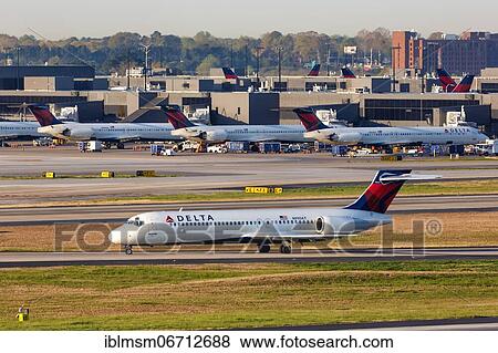 Stock Photo - A Boeing 717-200 aircraft of Delta Air Lines with registration number N990AT at Atlanta airport, USA, North America. Fotosearch