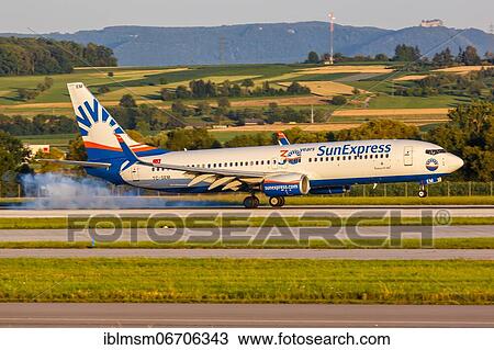 A Boeing 737-800 aircraft of SunExpress with registration TC-SEM at Stuttgart airport, Germany, Europe View Large Photo Image Stock Image - A Boeing 737-800 aircraft of SunExpress with registration TC-SEM at Stuttgart airport, Germany, Europe. Fotosearch