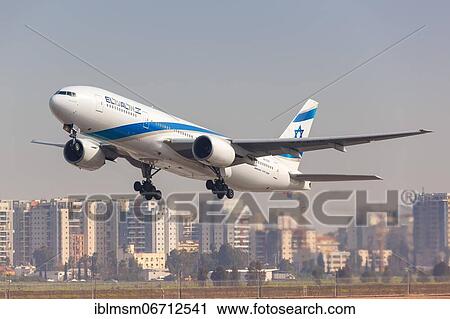 A Boeing 777-200ER aircraft of El Al Israel Airlines with registration number 4X-ECB takes off from Tel Aviv Airport, Israel, Asia View Large Photo Image Stock Image - A Boeing 777-200ER aircraft of El Al Israel Airlines with registration number 4X-ECB takes off from Tel Aviv Airport, Israel, Asia. Fotosearch