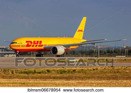 Picture - A Boeing 777F aircraft of DHL with registration D-AALP at Leipzig Halle Airport (LEJ), Leipzig, Germany, Europe. Fotosearch