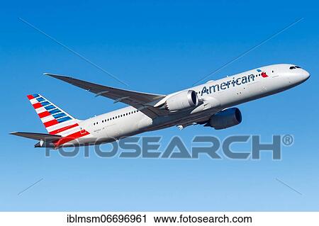 Stock Image - A Boeing 787-9 Dreamliner aircraft of American Airlines with registration number N833AA at Frankfurt Airport (FRA), Frankfurt, Germany, Europe. Fotosearch