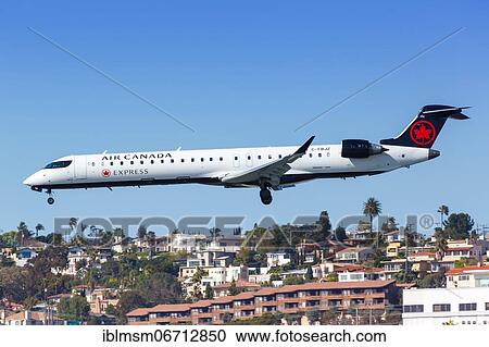 A Bombardier CRJ-700 aircraft of Air Canada Express with registration C-FBJZ lands at San Diego Airport, USA, North America View Large Photo Image Stock Image - A Bombardier CRJ-700 aircraft of Air Canada Express with registration C-FBJZ lands at San Diego Airport, USA, North America. Fotosearch