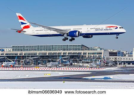 Stock Photo - A British Airways Boeing 787-10 Dreamliner aircraft with registration G-ZBLB at Stuttgart Airport (STR), Stuttgart, Germany, Europe. Fotosearch