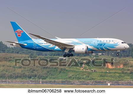 Stock Photo - A China Southern Airlines Boeing 787-8 Dreamliner aircraft with registration number B-2788 at Chengdu Airport, China, Asia. Fotosearch